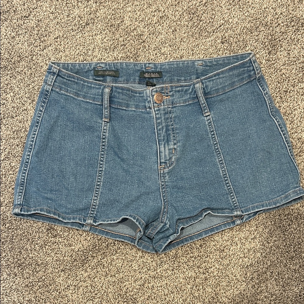 wild fable Blue Denim Panel High-Rise Shorts